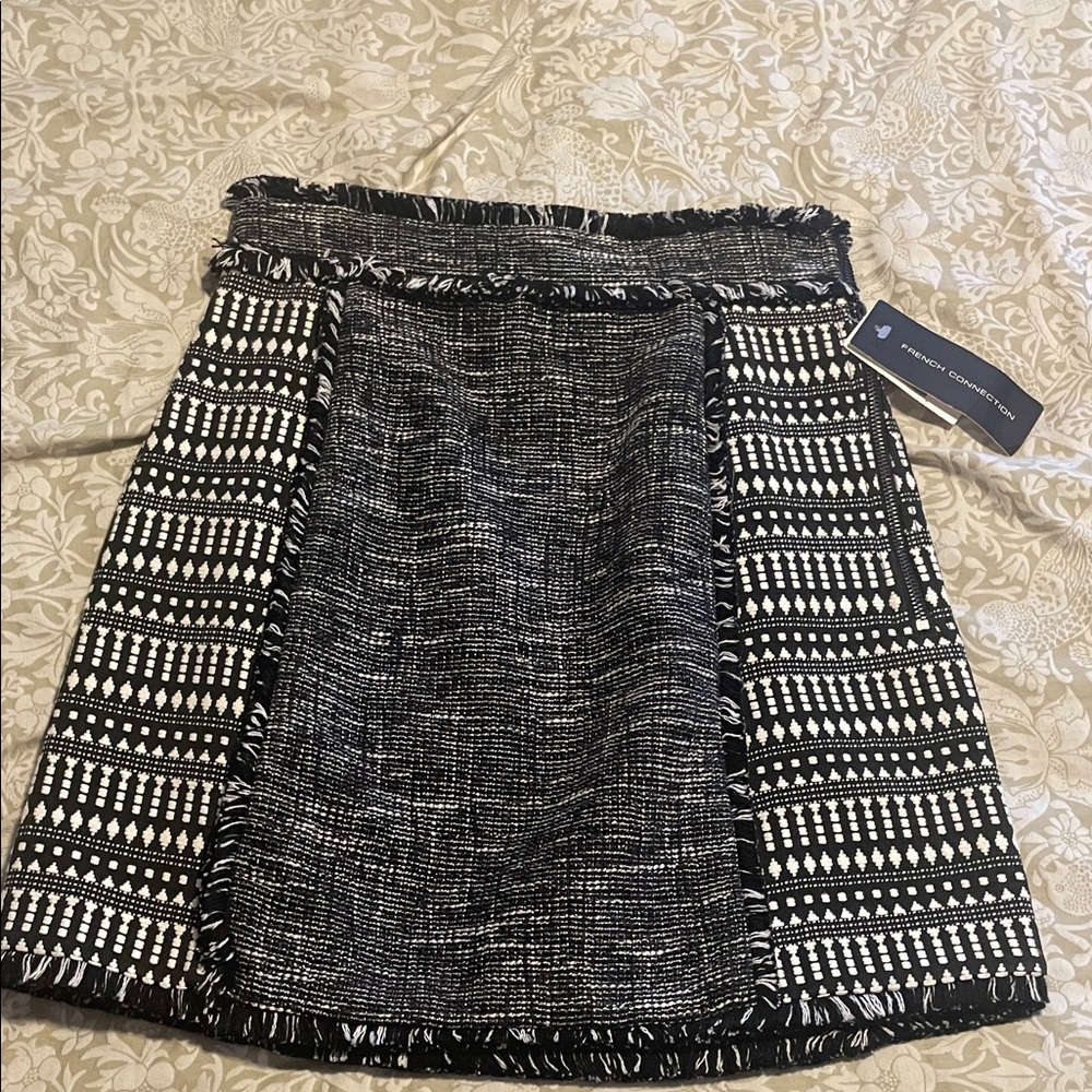 French Connection Black and White Mini Skirt